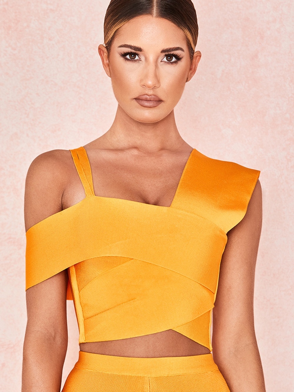 House of CB Women’s Asymmetrical Orange Cropped Top
